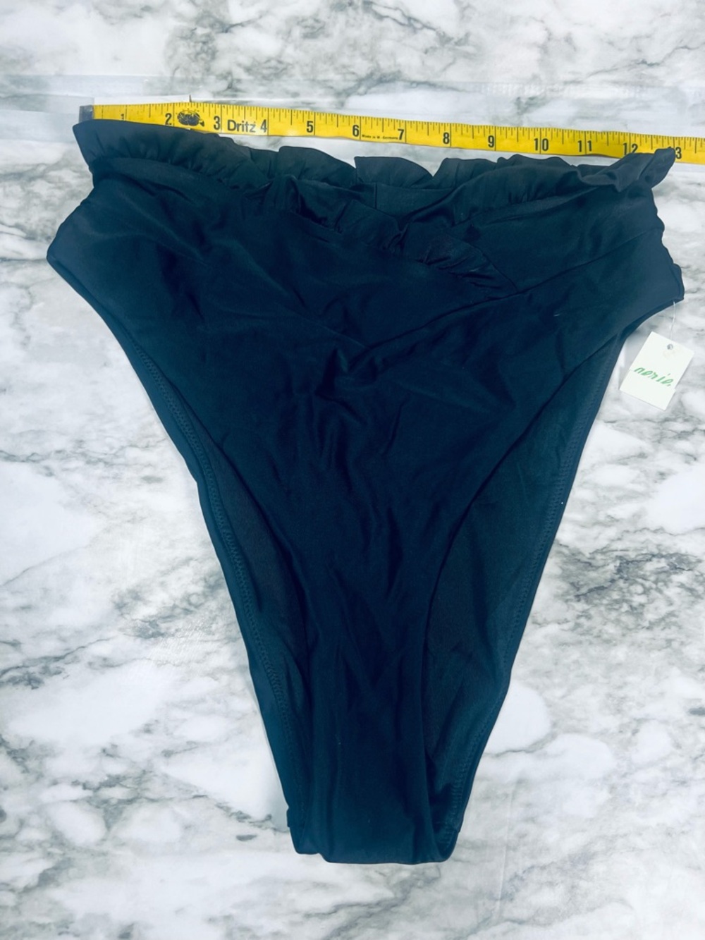 aerie Black High-Cut Ruffle Bikini Bottoms